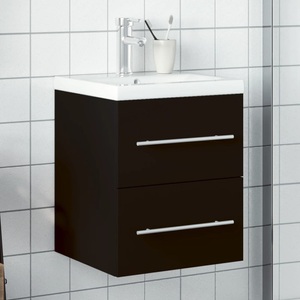 vidaXL, vidaXL Waschbeckenunterschrank mit Einbaubecken Schwarz