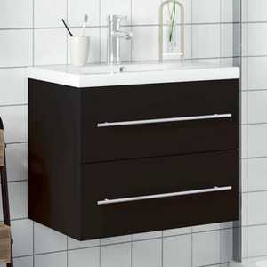 vidaXL, vidaXL Waschbeckenunterschrank mit Einbaubecken Schwarz