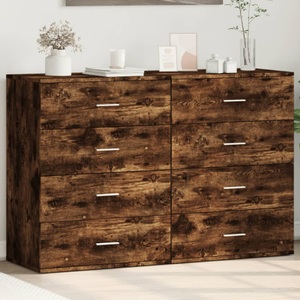 vidaXL, vidaXL Sideboards 2 Stk. Räuchereiche 60x39x80 cm Holzwerkstoff