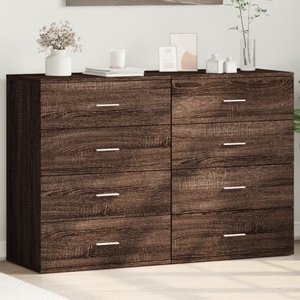 vidaXL, vidaXL Sideboards 2 Stk. Braun Eichen-Optik 60x39x80 cm Holzwerkstoff