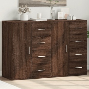 vidaXL, vidaXL Sideboards 2 Stk. Braun Eichen-Optik 59x39x80 cm Holzwerkstoff