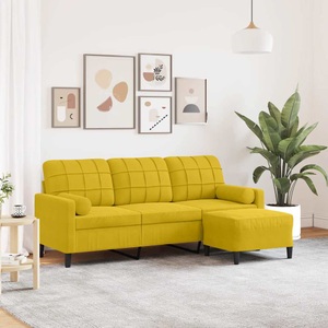 vidaXL, vidaXL 3-Sitzer-Sofa mit Hocker Gelb 180 cm Samt