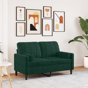 vidaXL, vidaXL 2-Sitzer-Sofa mit Zierkissen Dunkelgrün 120 cm Samt