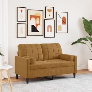 vidaXL, vidaXL 2-Sitzer-Sofa mit Zierkissen Braun 120 cm Samt