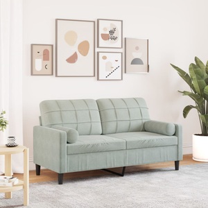 vidaXL, vidaXL 2-Sitzer-Sofa mit Zierkissen Hellgrau 140 cm Samt