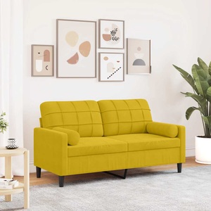 vidaXL, vidaXL 2-Sitzer-Sofa mit Zierkissen Gelb 140 cm Samt