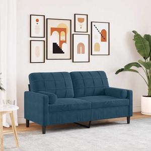 vidaXL, vidaXL 2-Sitzer-Sofa mit Zierkissen Blau 140 cm Samt