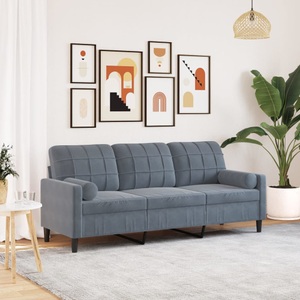 vidaXL, vidaXL 3-Sitzer-Sofa mit Zierkissen Dunkelgrau 180 cm Samt