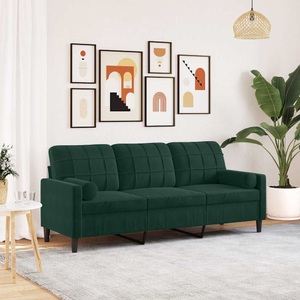 vidaXL, vidaXL 3-Sitzer-Sofa mit Zierkissen Dunkelgrün 180 cm Samt