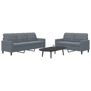 vidaXL, vidaXL 2-tlg. Sofagarnitur mit Kissen Dunkelgrau Samt