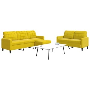 vidaXL, vidaXL 3-tlg. Sofagarnitur mit Kissen Gelb Samt, vidaXL 3-tlg. Sofagarnitur mit Kissen Gelb Samt