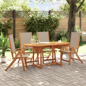 vidaXL, vidaXL 5-tlg. Garten-Essgruppe Massivholz Akazie und Textilene, vidaXL 5-tlg. Garten-Essgruppe Massivholz Akazie und Textilene
