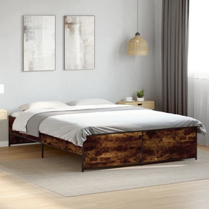 vidaXL, vidaXL Bettgestell Räuchereiche 140x200 cm Holzwerkstoff und Metall