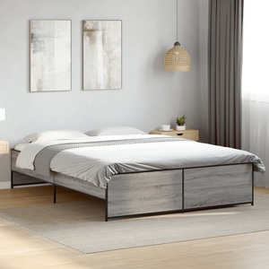 vidaXL, vidaXL Bettgestell Grau Sonoma 140x200 cm Holzwerkstoff und Metall