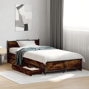 vidaXL, vidaXL Bettgestell mit Schubladen Räuchereiche 90x190 cm Holzwerkstoff
