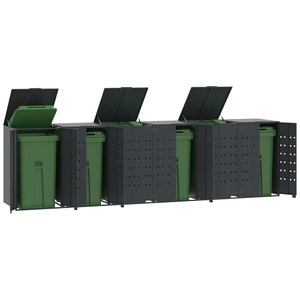 vidaXL, vidaXL Mülltonnenbox für 6 Tonnen Anthrazit 414x79x117 cm Stahl, vidaXL Mülltonnenbox für 6 Tonnen Anthrazit 414x79x117 cm Stahl