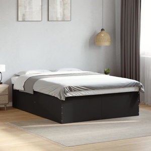 vidaXL, vidaXL Bettgestell Schwarz 160x200 cm Holzwerkstoff, vidaXL Bettgestell Schwarz 160x200 cm Holzwerkstoff
