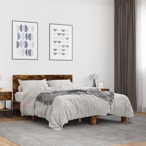 vidaXL, vidaXL Bettgestell Räuchereiche 120x190 cm Holzwerkstoff und Metall