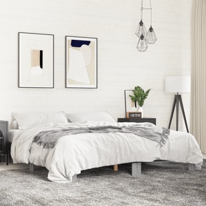 vidaXL, vidaXL Bettgestell Grau Sonoma 200x200 cm Holzwerkstoff und Metall