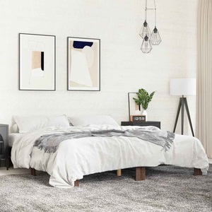 vidaXL, vidaXL Bettgestell Braun Eichen-Optik 200x200 cm Holzwerkstoff Metall