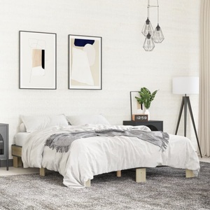 vidaXL, vidaXL Bettgestell Sonoma-Eiche 150x200 cm Holzwerkstoff und Metall