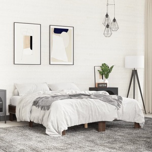 vidaXL, vidaXL Bettgestell Braun Eichen-Optik 150x200 cm Holzwerkstoff Metall