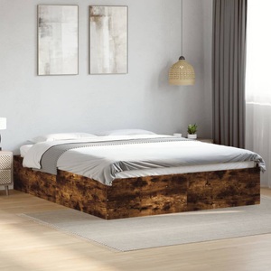 vidaXL, vidaXL Bettgestell Räuchereiche 160x200 cm Holzwerkstoff, vidaXL Bettgestell Räuchereiche 160x200 cm Holzwerkstoff