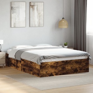 vidaXL, vidaXL Bettgestell Räuchereiche 135x190 cm Holzwerkstoff