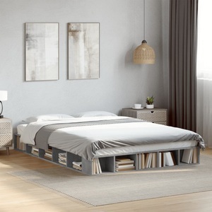 vidaXL, vidaXL Bettgestell Betongrau 140x200 cm Holzwerkstoff
