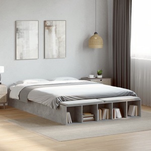 vidaXL, vidaXL Bettgestell Betongrau 160x200 cm Holzwerkstoff, vidaXL Bettgestell Betongrau 160x200 cm Holzwerkstoff