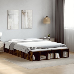 vidaXL, vidaXL Bettgestell Räuchereiche 140x200 cm Holzwerkstoff