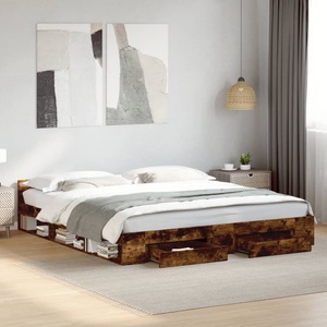 vidaXL, vidaXL Bettgestell mit Schubladen Räuchereiche 200x200cm Holzwerkstoff