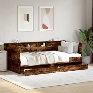vidaXL, vidaXL Tagesbett mit Schubladen Räuchereiche 90x200 cm Holzwerkstoff, vidaXL Tagesbett mit Schubladen ohne Matratze Räuchereiche 90x200 cm