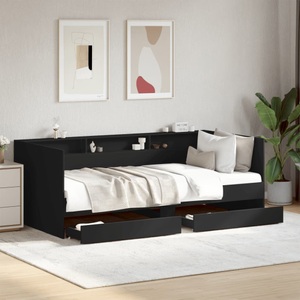 vidaXL, vidaXL Tagesbett mit Schubladen Schwarz 75x190 cm Holzwerkstoff