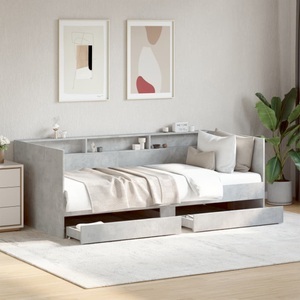 vidaXL, vidaXL Tagesbett mit Schubladen Betongrau 75x190 cm Holzwerkstoff