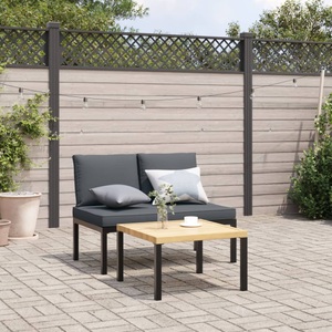 vidaXL, vidaXL Gartenbank mit Kissen Schwarz Aluminium