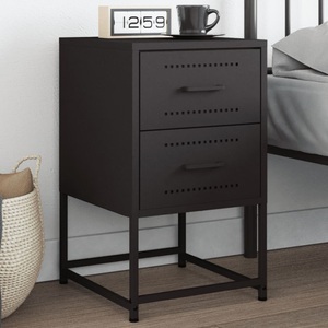 vidaXL, vidaXL Nachttisch Schwarz 36x39x60,5 cm Stahl