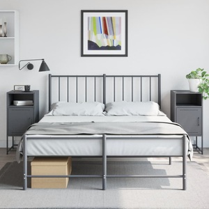 vidaXL, vidaXL Nachttische 2 Stk. Anthrazit 36x39x78 cm Stahl