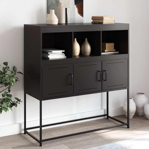vidaXL, vidaXL Sideboard Schwarz 100,5x39x107 cm Kaltgewalzter Stahl