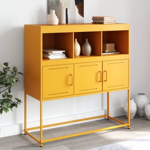 vidaXL, vidaXL Sideboard Senfgelb 100,5x39x107 cm Kaltgewalzter Stahl