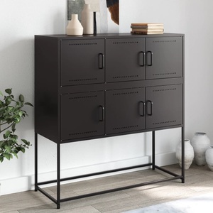 vidaXL, vidaXL Sideboard Schwarz 100,5x39x107 cm Kaltgewalzter Stahl