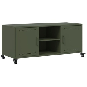vidaXL, vidaXL TV-Schrank Olivgrün 100,5x39x43,5 cm Kaltgewalzter Stahl, vidaXL TV-Schrank Olivgrün 100,5x39x43,5 cm Stahl