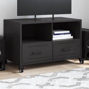 vidaXL, vidaXL TV-Schrank Schwarz 68x39x43,5 cm Kaltgewalzter Stahl, vidaXL TV-Schrank Schwarz 68x39x43,5 cm Stahl
