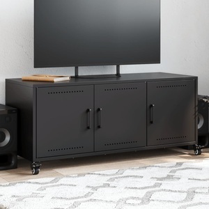 vidaXL, vidaXL TV-Schrank Schwarz 100,5x39x43,5 cm Kaltgewalzter Stahl, vidaXL TV-Schrank Schwarz 100,5x39x43,5 cm Stahl