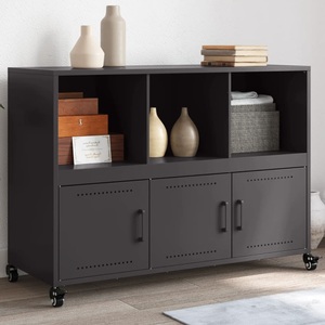 vidaXL, vidaXL Sideboard Schwarz 100,5x39x72 cm Kaltgewalzter Stahl