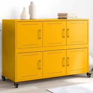 vidaXL, vidaXL Sideboard Senfgelb 100,5x39x72 cm Kaltgewalzter Stahl