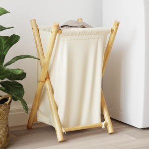 vidaXL, vidaXL Wäschekorb Cremeweiß 41,5x36x63,5 cm Bambus