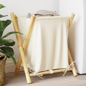 vidaXL, vidaXL Wäschekorb Cremeweiß 45x55x63,5 cm Bambus