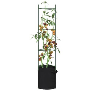 vidaXL, vidaXL Tomatenkäfige mit Pflanzsäcken 4 Stk. 154 cm Stahl und PP, vidaXL Tomatenkäfige mit Pflanzsäcken 4 Stk. 154 cm Stahl und PP