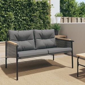 vidaXL, vidaXL Gartenbank mit Kissen 116 cm Schwarz Stahl